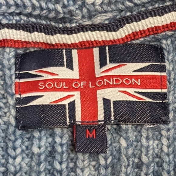 Soul Of London Grandpacore Wool Blend Cable Knit Cardigan Sweater Blue Size M - Picture 6 of 11